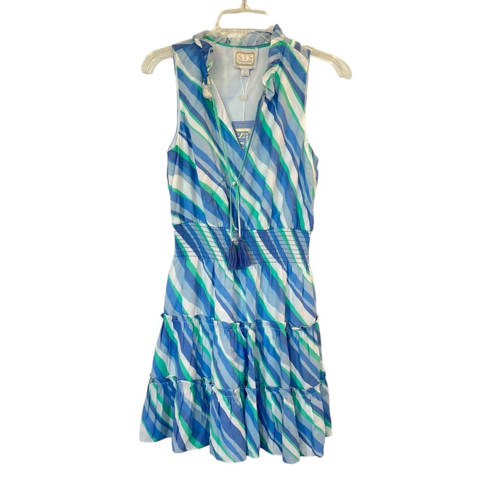 NWT SAIL TO SABLE Diagonal Stripe Sleeveless Tasseled Dress Size Small